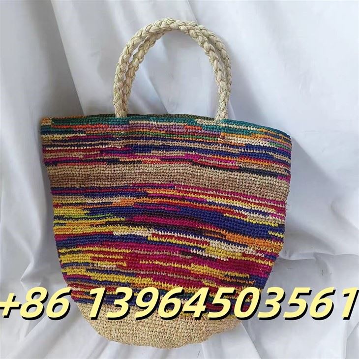 Ručne vyrábaný viacfarebný Raffia Bucket
