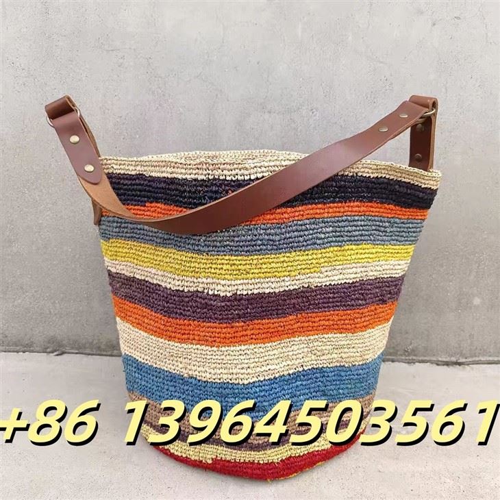 Farebné vedro Raffia so skutočnou kožou