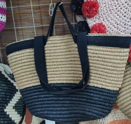 Čierna bavlnená páska Big Dámska plážová taška