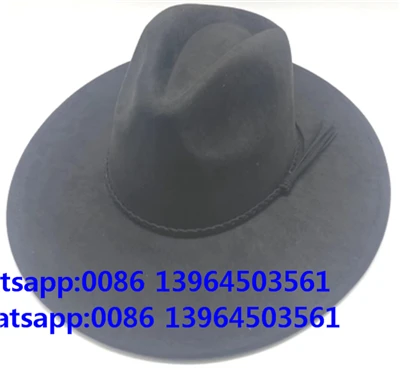 Čierny klobúk z vlny Rancher Kovbojský klobúk Fedora
