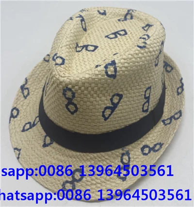 Slamený klobúk Fedora s potlačou